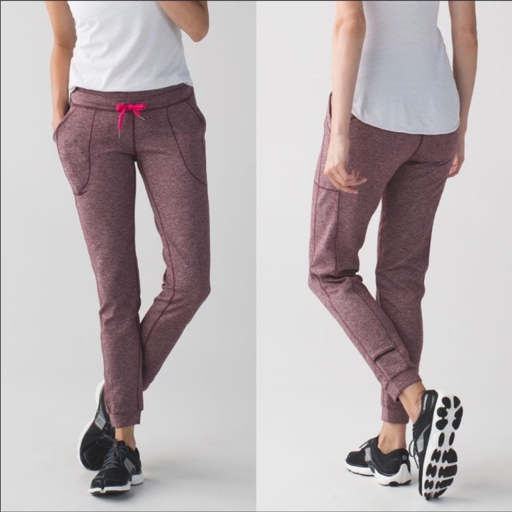 LULULEMON BASE RUNNER III PANT JOGGER HEATHERED BORDEAUX DRAMA BON BON RED SZ 6